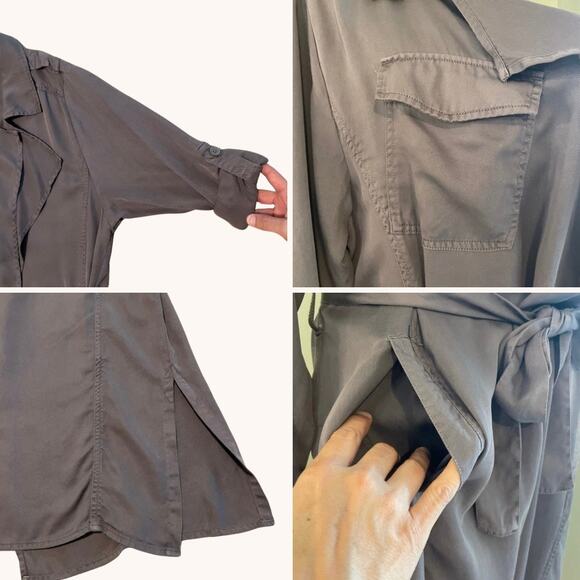 Black Swan | Lulu’s Emma Trench Jacket Women's M Open Lightweight Belted Gray - Picture 14 of 14